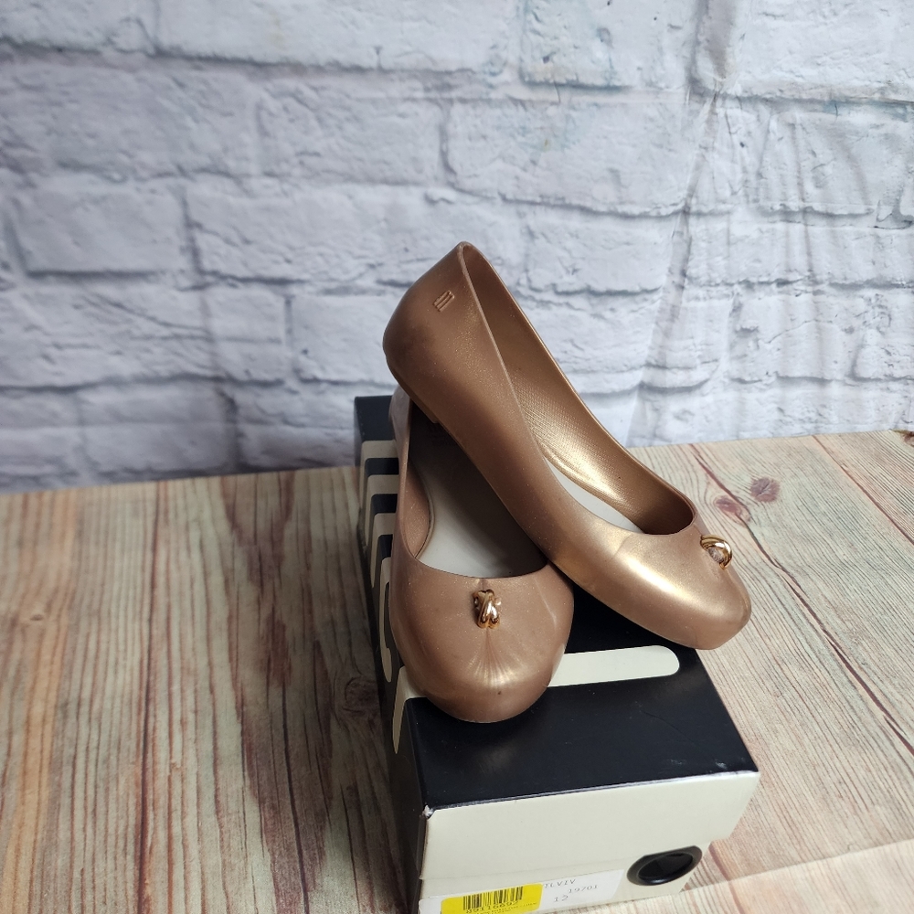 MEL by Melissa Youth Gold Sweet Love Ballet Flats